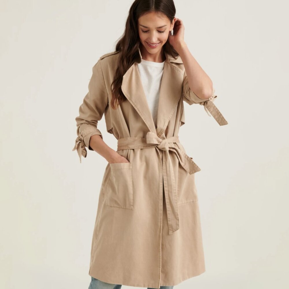 Lucky Brand Margo‎ Soft Trench Jacket Khaki Size XS